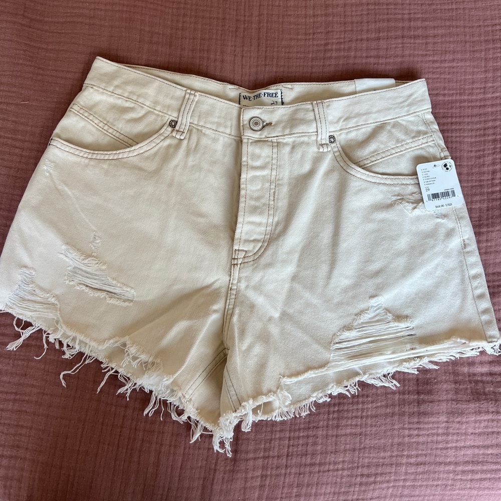NWT Free People We The People Now or Never Denim Shorts (color: ecru)